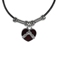 Heart with Flowers Adjustable Cord Necklace